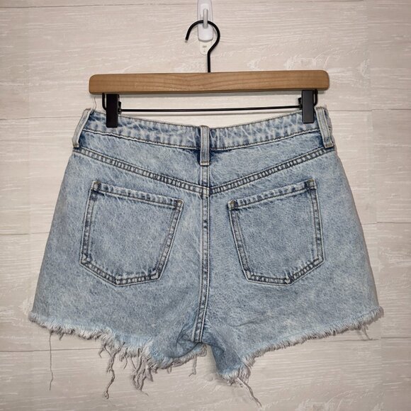 Harper Heritage High Rise Distressed Denim Shorts Size 25 Light Wash Raw Hem - Picture 5 of 5